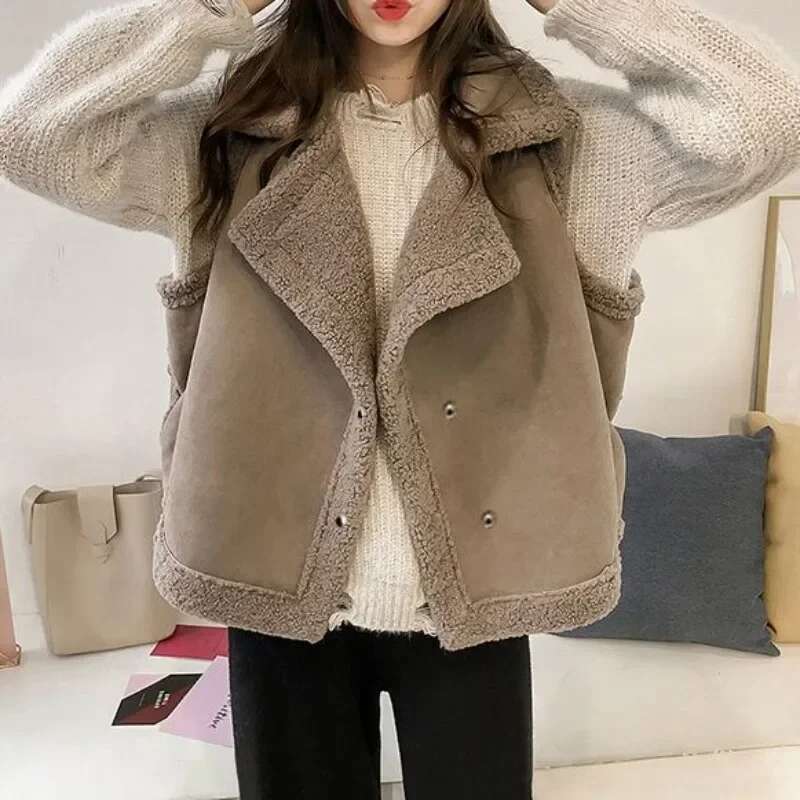 Womens Fleece Vests Solid Color Warm Clothes Fashion 2025 Lady Giletes Coats on Sale Autumn Lightweight Padded Cold Working