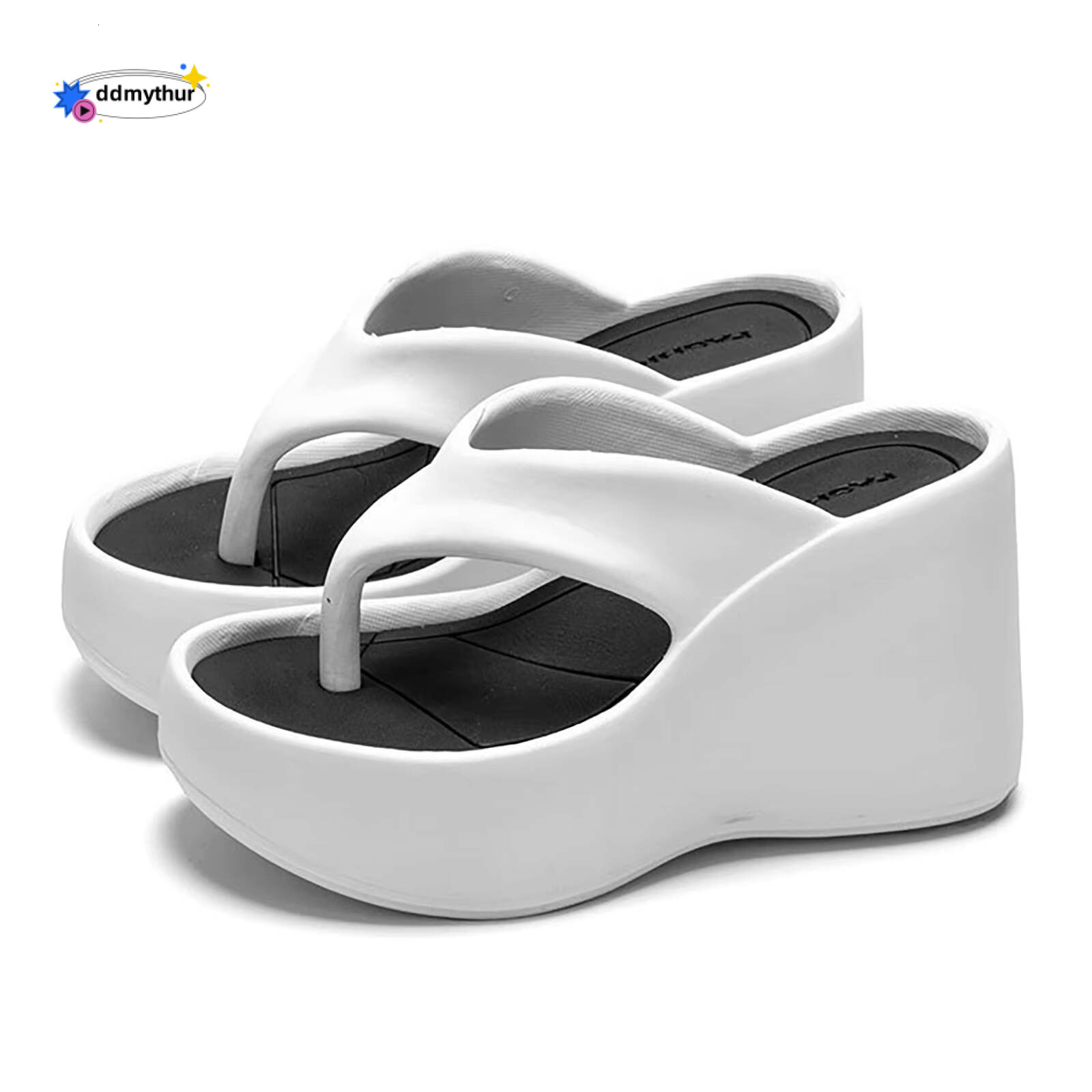 High Heeled Slippers For Thick Soled Flip Flops Summer Fashion Women Slipper Wedges Platform Slip-On White Female Footwear ddmythur