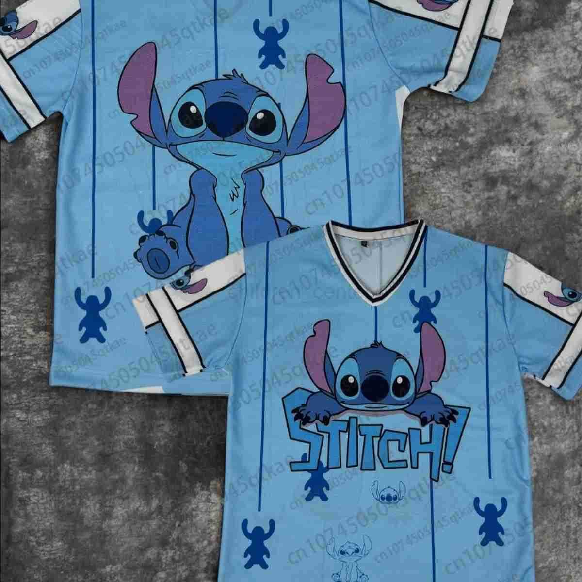 Disney 2025 New Summer Vintage Stitch/Angel 3DPrint Football Jersey Sport Oversize Special Edition V-neck Fashion Unisex T-shirt W250623