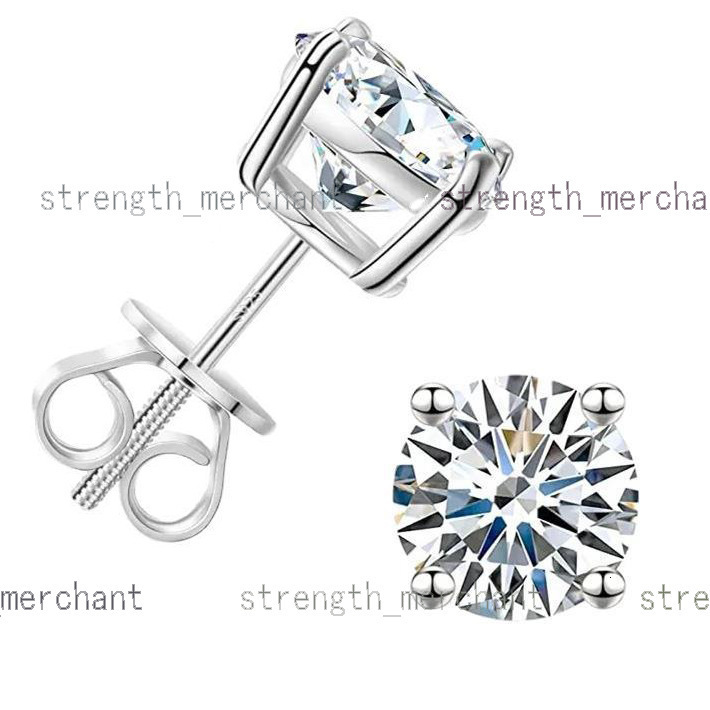 Moissanite Jewelry Factory Ear Rings 925 Sterling Silver Round Cut 4mm 5mm 6.5mm 8mm Moissanite Simple Four-Claw Stud Earrings