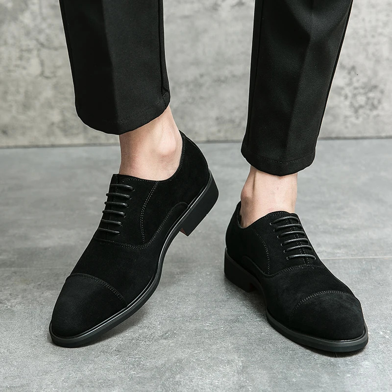 Arrival Men Pointed Toe Casual Suede Leather Shoes Male Lace Up Oxfords Wedding Dress Formal Flats Footwear Zapatos Hombre 250612