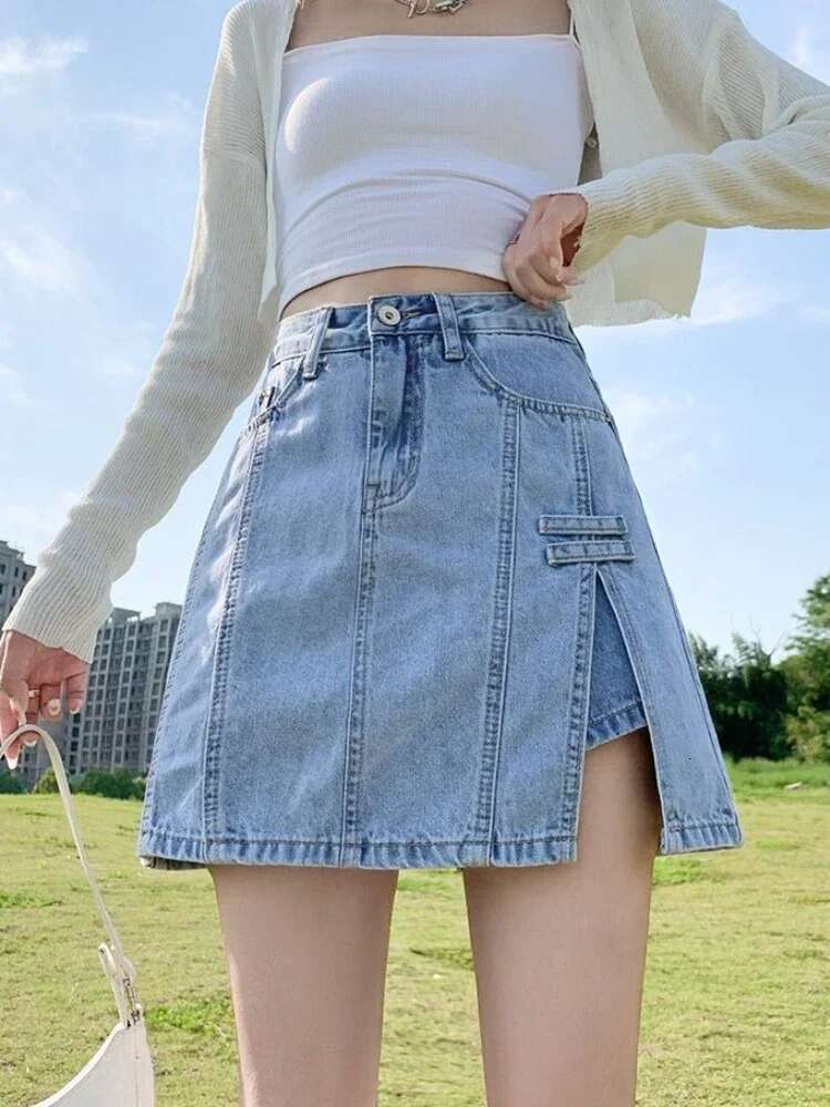 Trend 2025 New In High Waist Short Woman Denim Skirt Premium Stylish Cheap Luxury Elegant Clothing A Line Jeans Skirts for Women