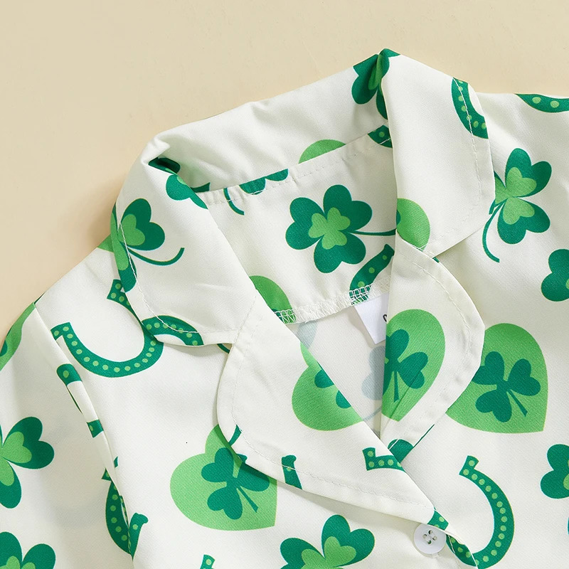 Infant Irish Pajama Set with Long Sleeve Button-up Tops and Pants for Toddlers - 2 Piece Sleepwear Outfit for Babies 250617