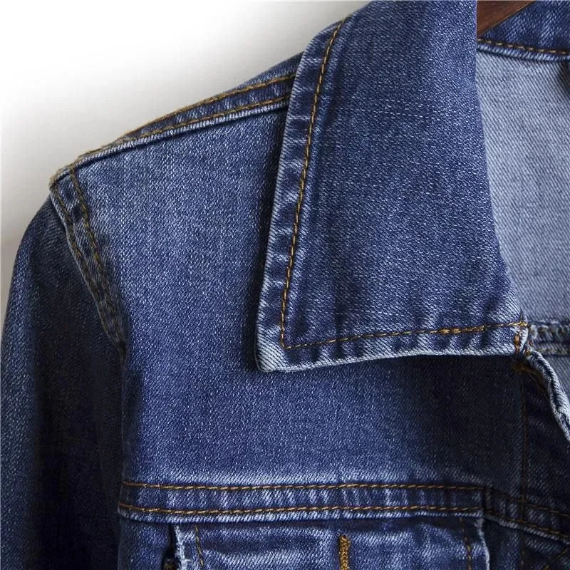 Autumn Womens Casual Denim Jacket Womens Long-Sleeved Single-Breasted Jeans Jacket Womens Short Top 250616