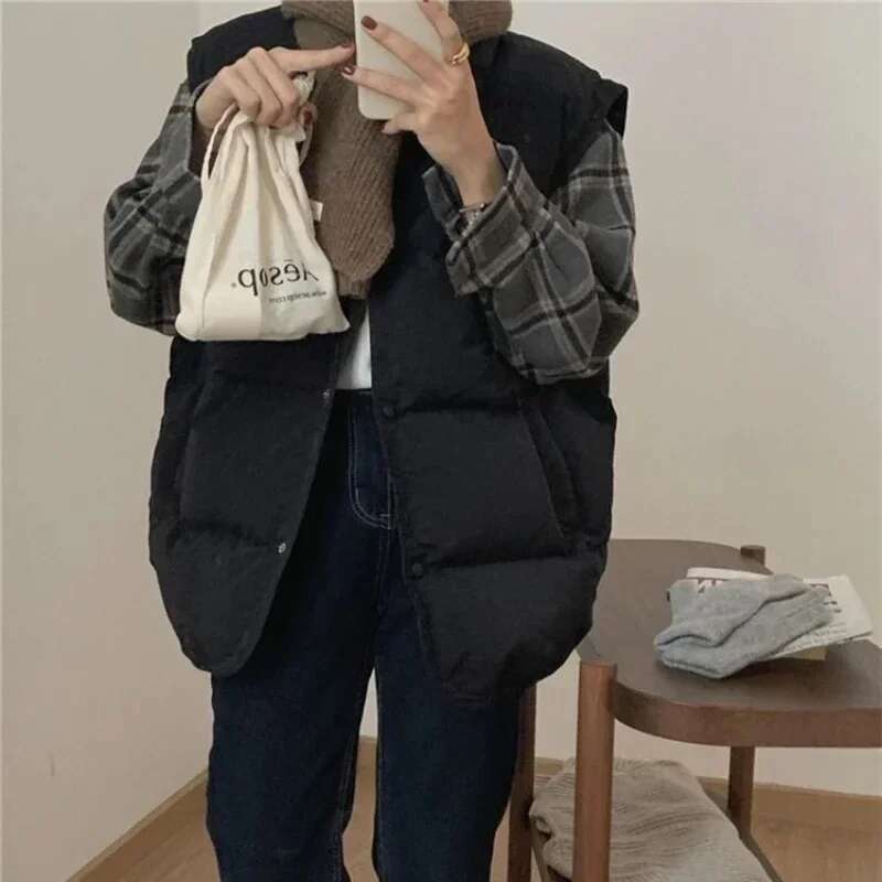 Short Loose Lady Giletes Half Sleeveless Cheap Warm Korean Style Womens Padded Cotton Vests Coats on Sale Trend 2025 Pretty