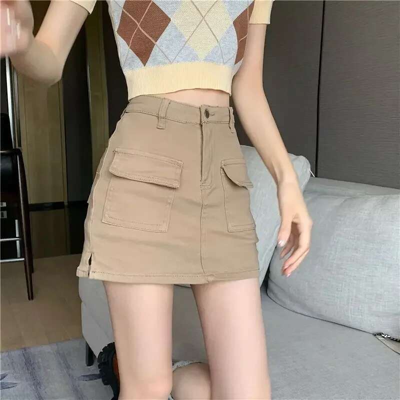 Trend 2025 Vintage Tight High Waist Jeans Skirts for Women Harajuku Premium Modest Clothing Y2k New In Casual Woman Denim Skirt