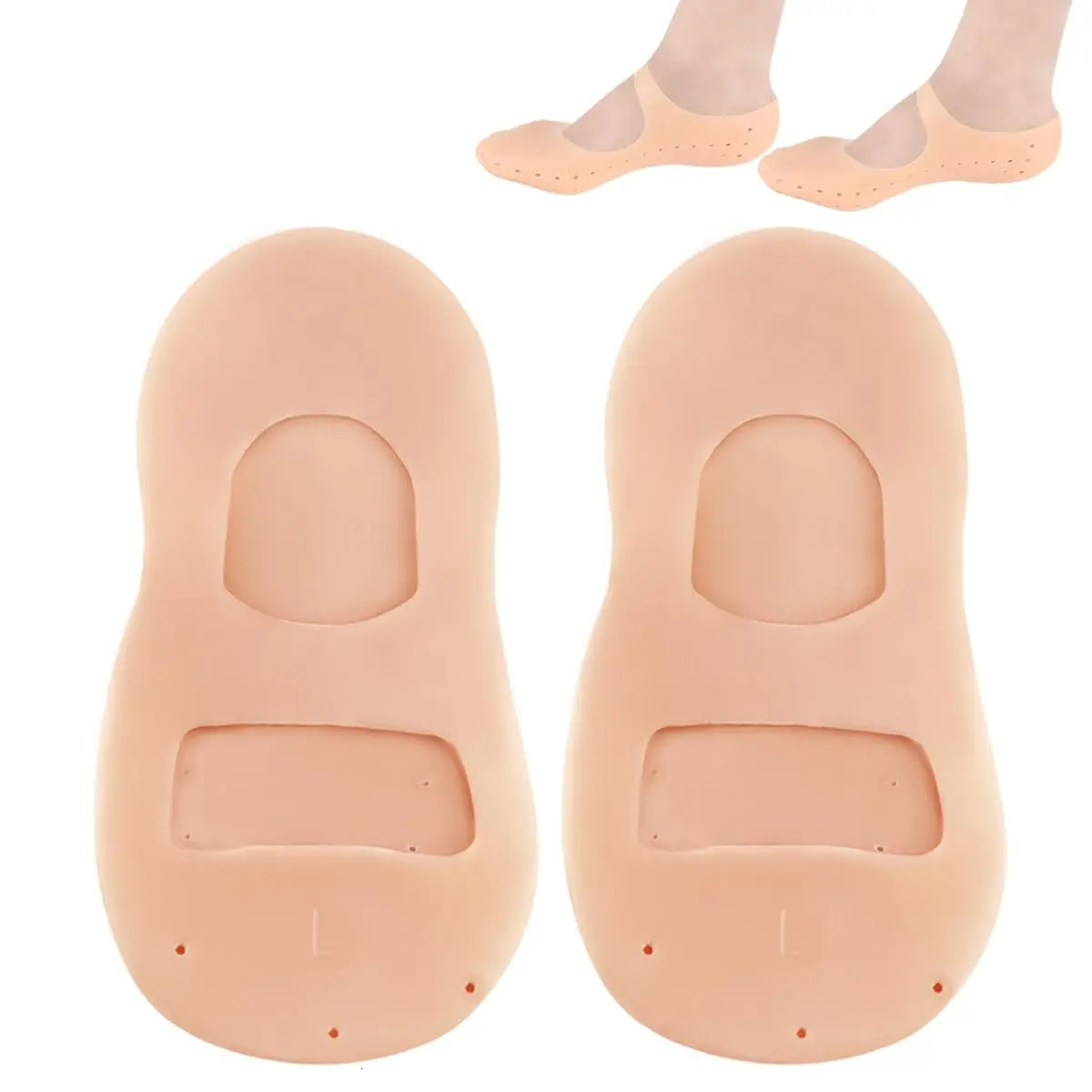 A pair of silicone insoles moisturizing socks heel protector anti crack foot spa socks gel insoles foot care pedicure socks 250613