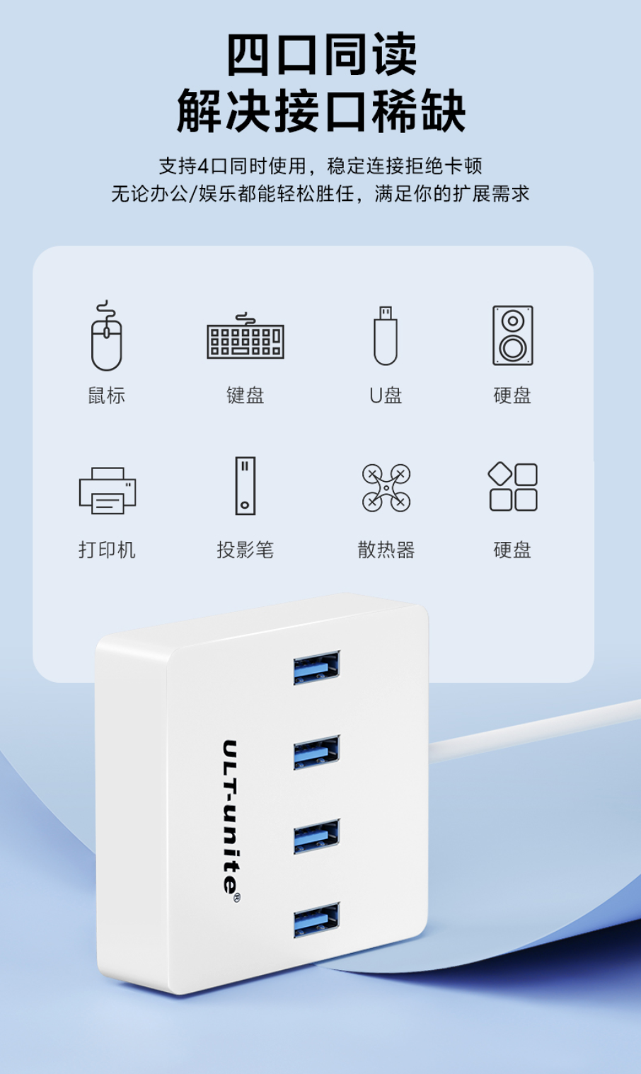 Sturdy Quad-Split Connector Adapter Hub Easy Installation