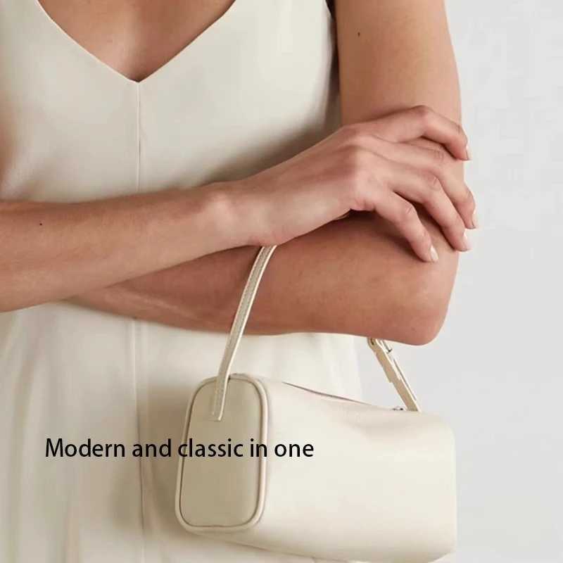 Cowhide pencil case bag versatile and cylindrical bag womens casual underarm handbag Z250617