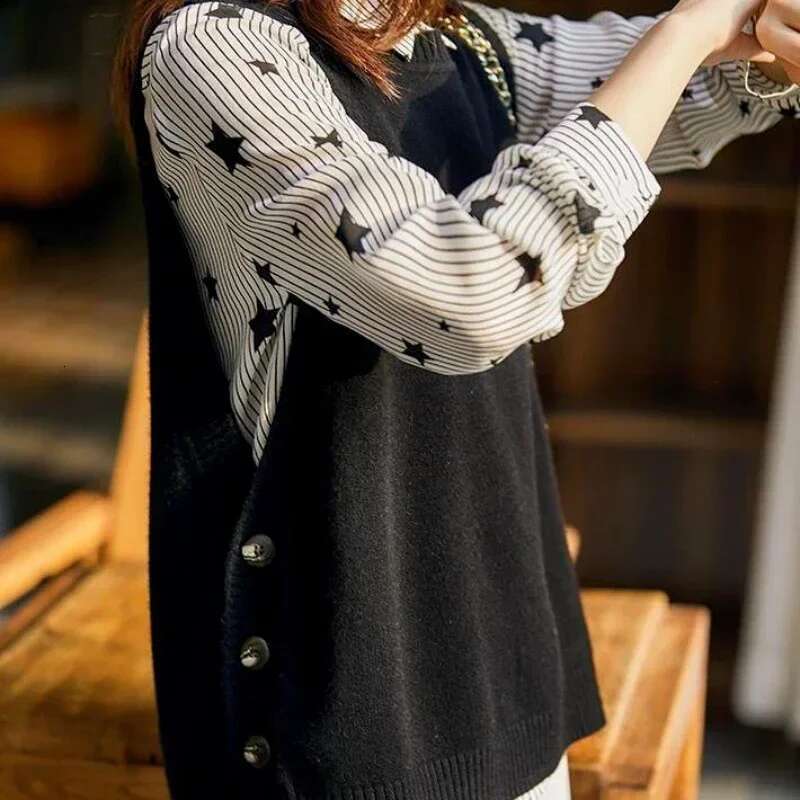 Solid Knit Vests for Women Fashion Waistcoat Korean Style Clothing Lady Sweaters Formal New In Autumn Winter Classic Knitwear