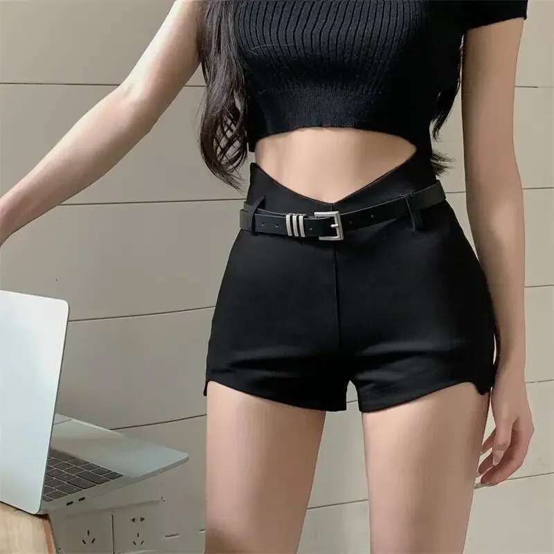 Cotton Female Short Pants With Belt Womens Shorts Summer XXL Elasticty Comfy Streetwear Fashion Clothing 2025 Designer Luxury