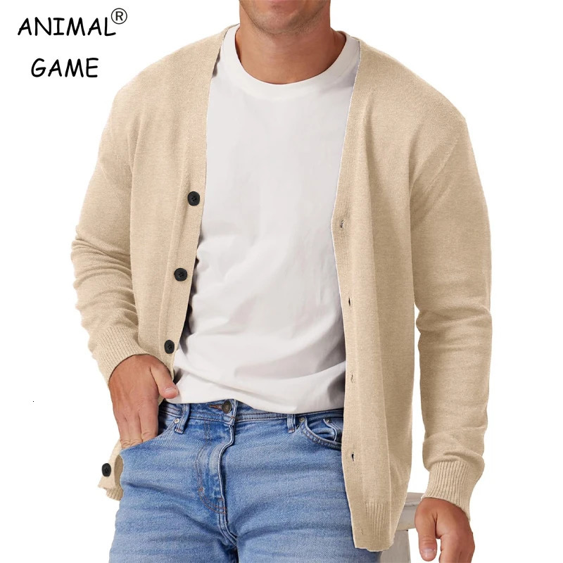 Mens Vintage Long Sleeve Cardigan Sweater with Button V Neck Knitted Sweaters Lightweight Outdoor Casual Coats 250616