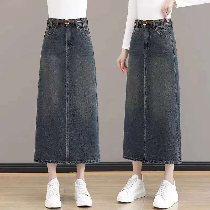 High Waist Wrap Maxi Tight Woman Denim Skirt with Slit Jeans Skirts for Women Long Cheap A Line Clothing Sales Y2k Vintage Trend