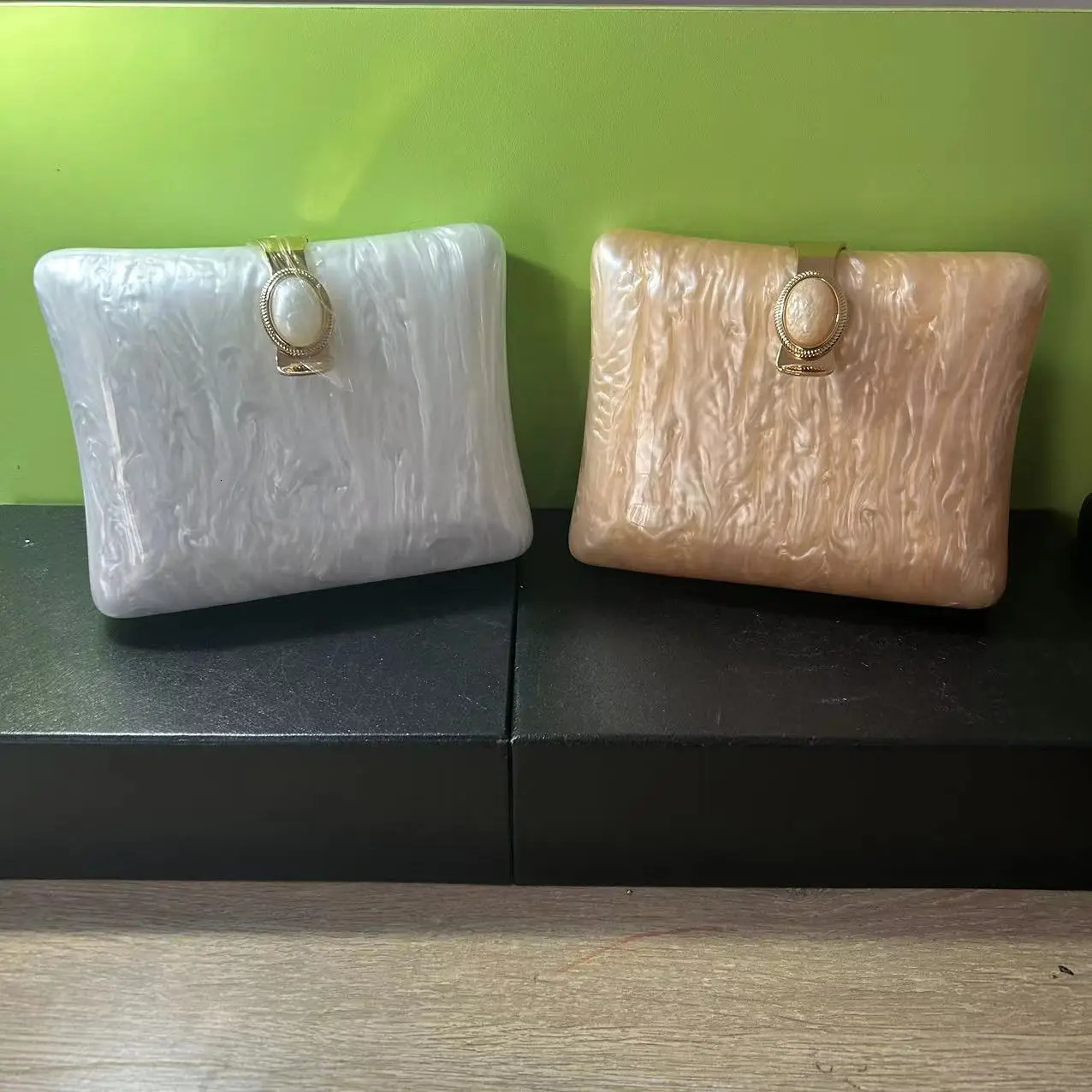 Designer Pearl Women Acrylic Evening Bags Luxury Lady Solid White Clutch Purse Vintage Party Prom Cute Casual Handbags 250614