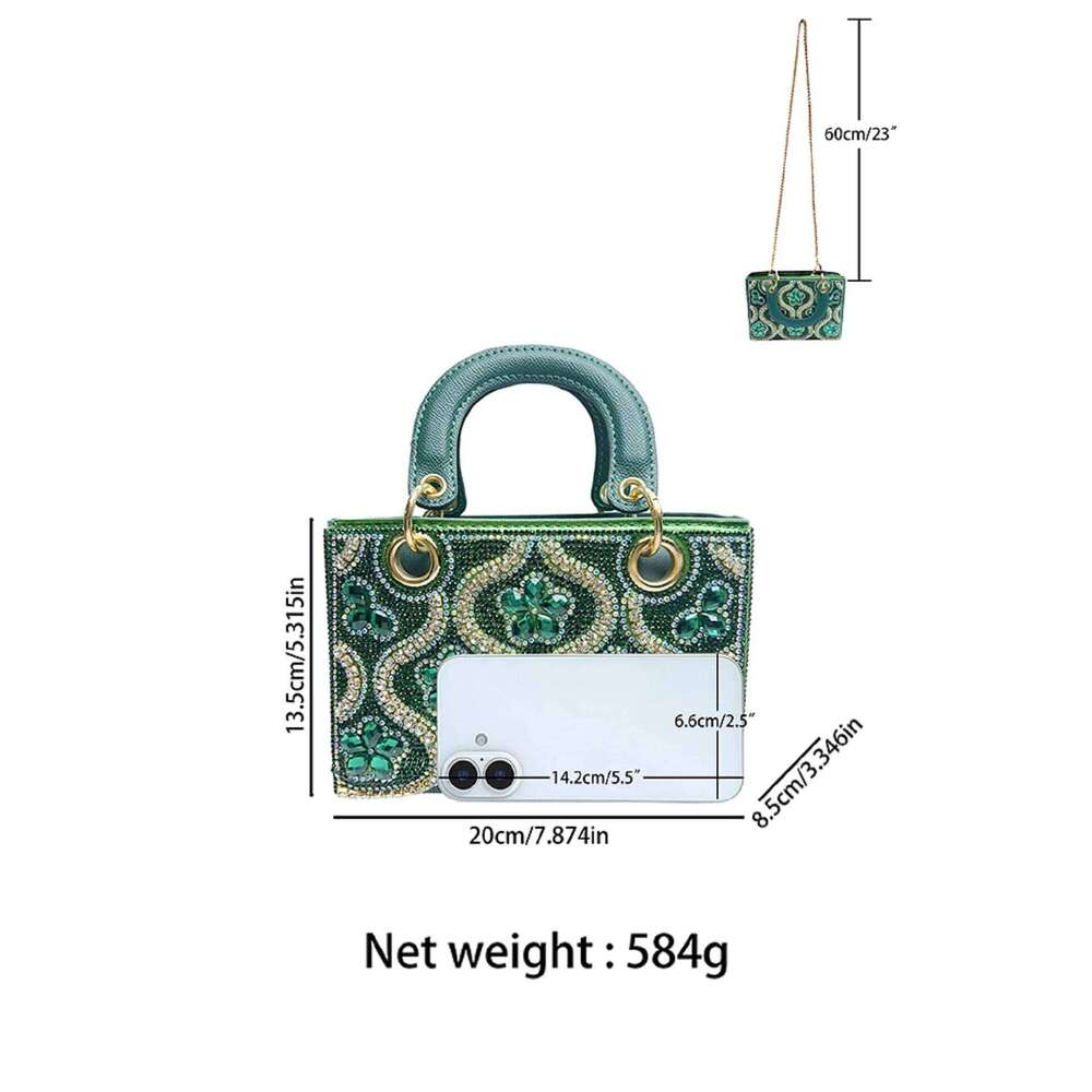 Handmade Light Evening Handbag Shoulder Crossbody Dinner Shiney Dia Decoration Fashion Women Party Bag