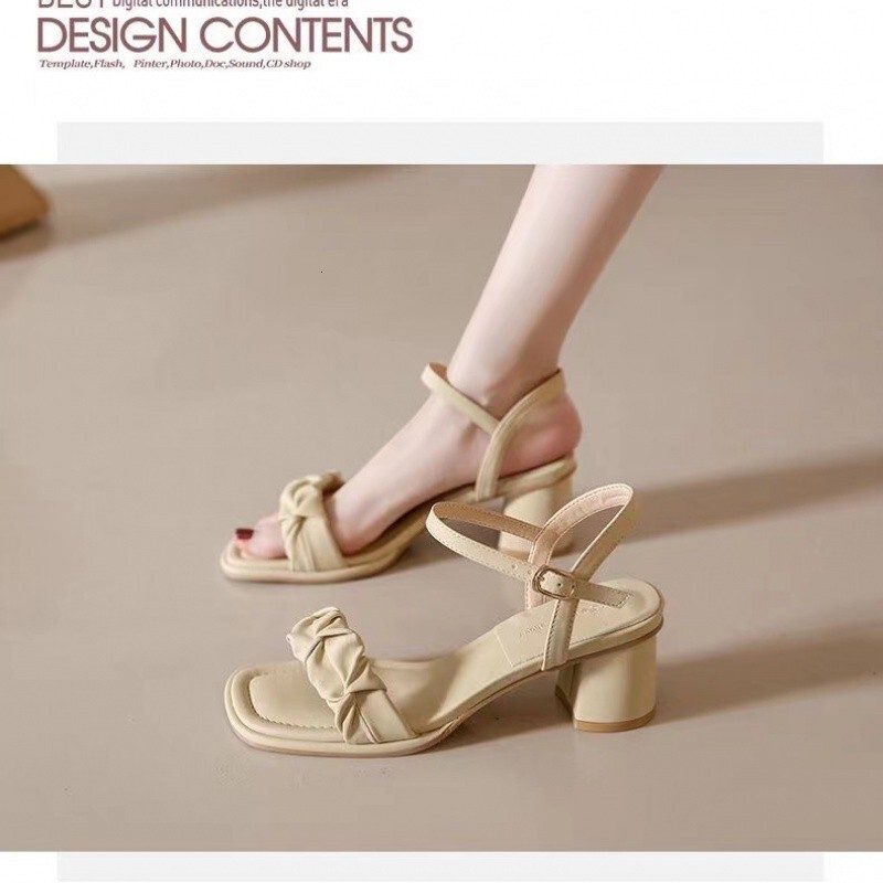 Soft leather French women's sandals summer new designer sandals fashionable multifunctional fairy thick heel high-heeled women's sandals