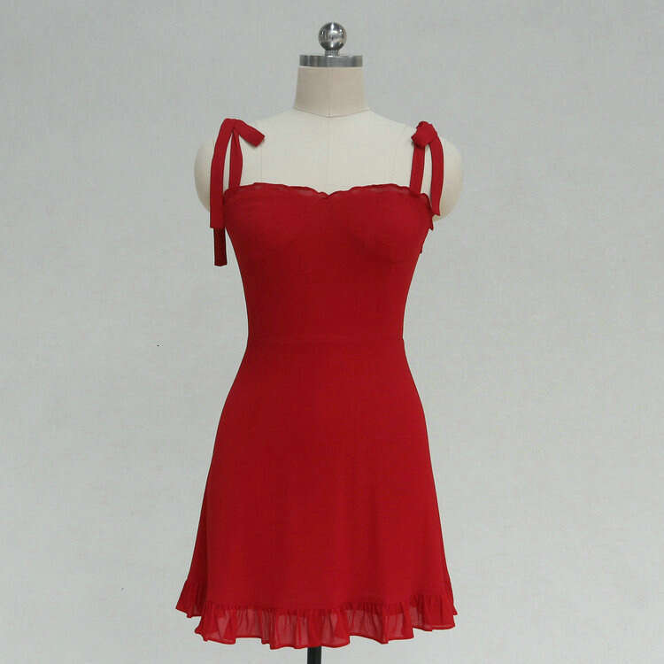 Womens Dress Promdress Womens Dresses Robe De Designer Designer Dresses N186 Strappy Red Cute Short Dress 2025 Summer New French Style Womens Fashion