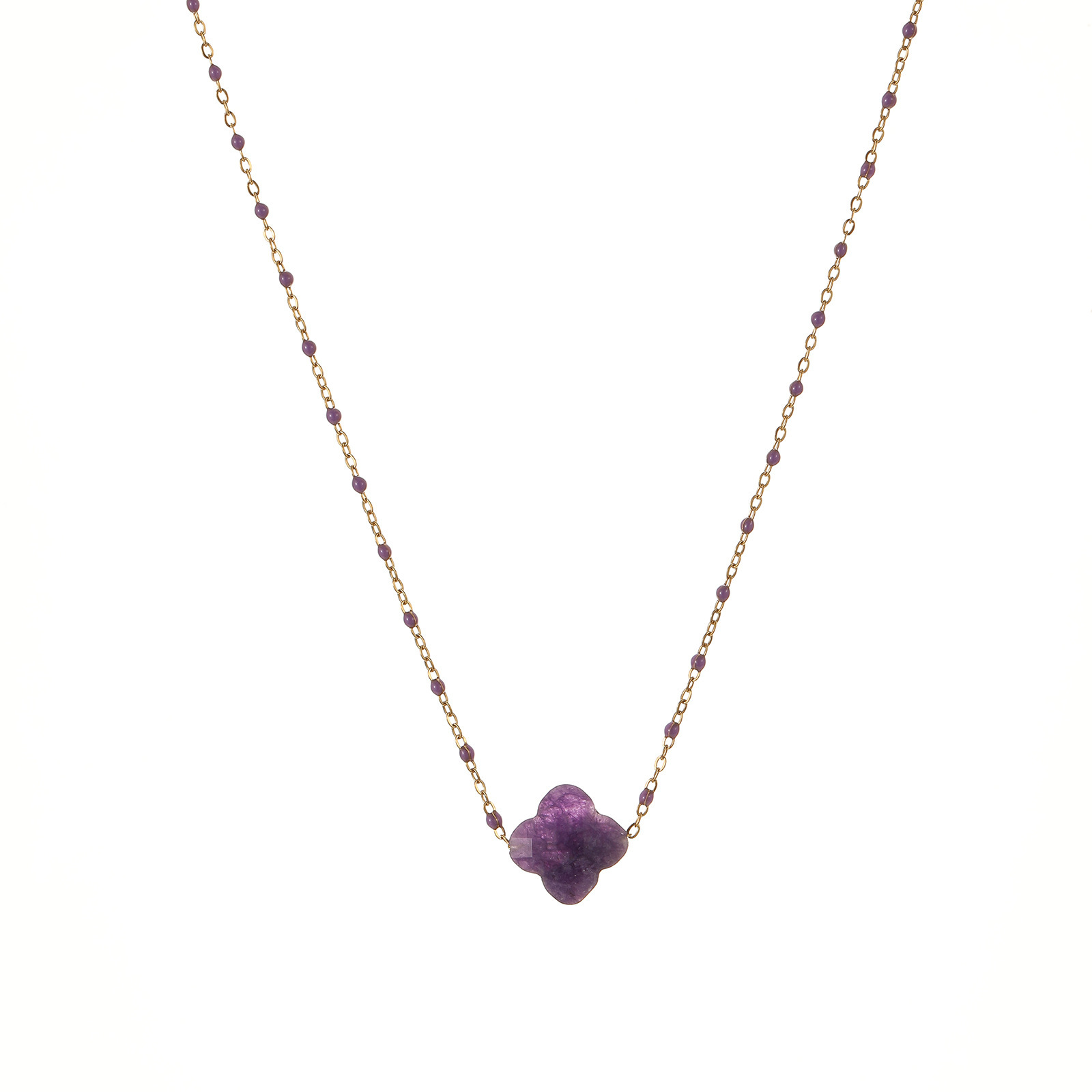 Little Sweet Potato New Purple Lucky Women's Versatile Accessory Natural Stone Clavicle Chain Necklace