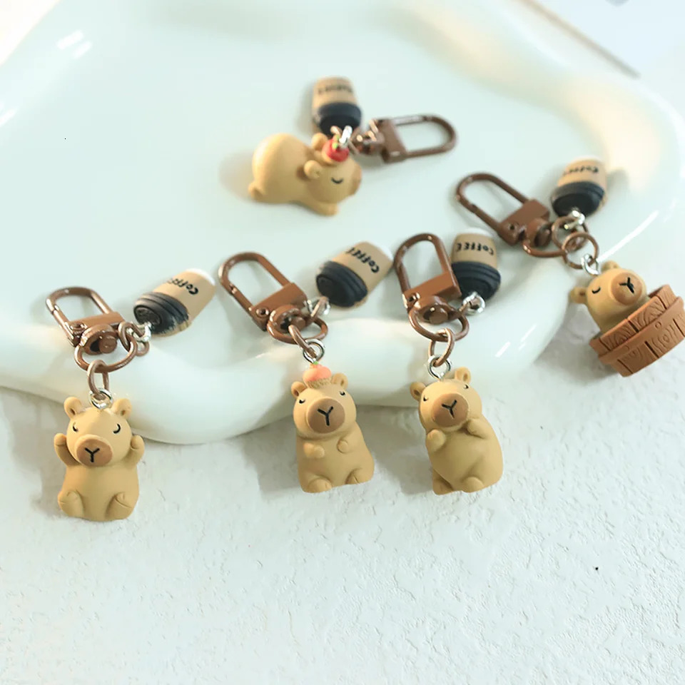Cartoon Capibara Keychain Small Pendant Resin Three-Dimensional Animal Doll Backpack Shoulder Bag Pendant Clothing Accessories 250616