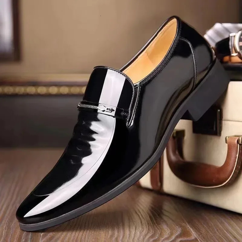 Business Oxford Leather Shoes Men Breathable Patent Formal Plus Size Man Office Wedding Flats Male Black 250612