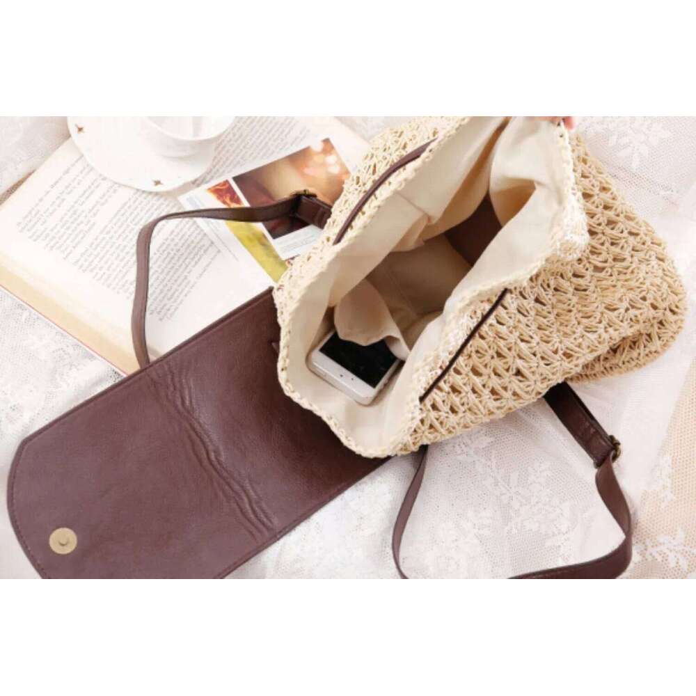 Fashionable Summer New Backpack Paper Rope Vacation And Leisure Beach Bag, Woven Women's Bag