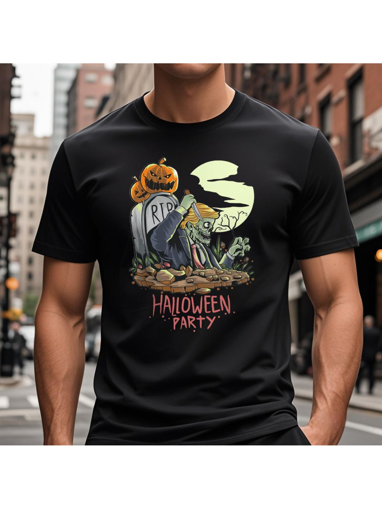 Dongdumaoyi T Shirts Round Collar Black Text Adult 180G Graphics Short Sleeve White Cotton Men S-3Xl Halloween 6def