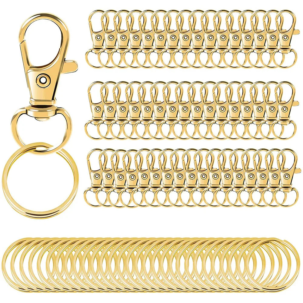 Swivel Clasps Lanyard Snap Hooks with Key Rings Key Chain Clip Hooks Lobster Claw Clasps for Keychains Jewelry DIY Crafts 250616