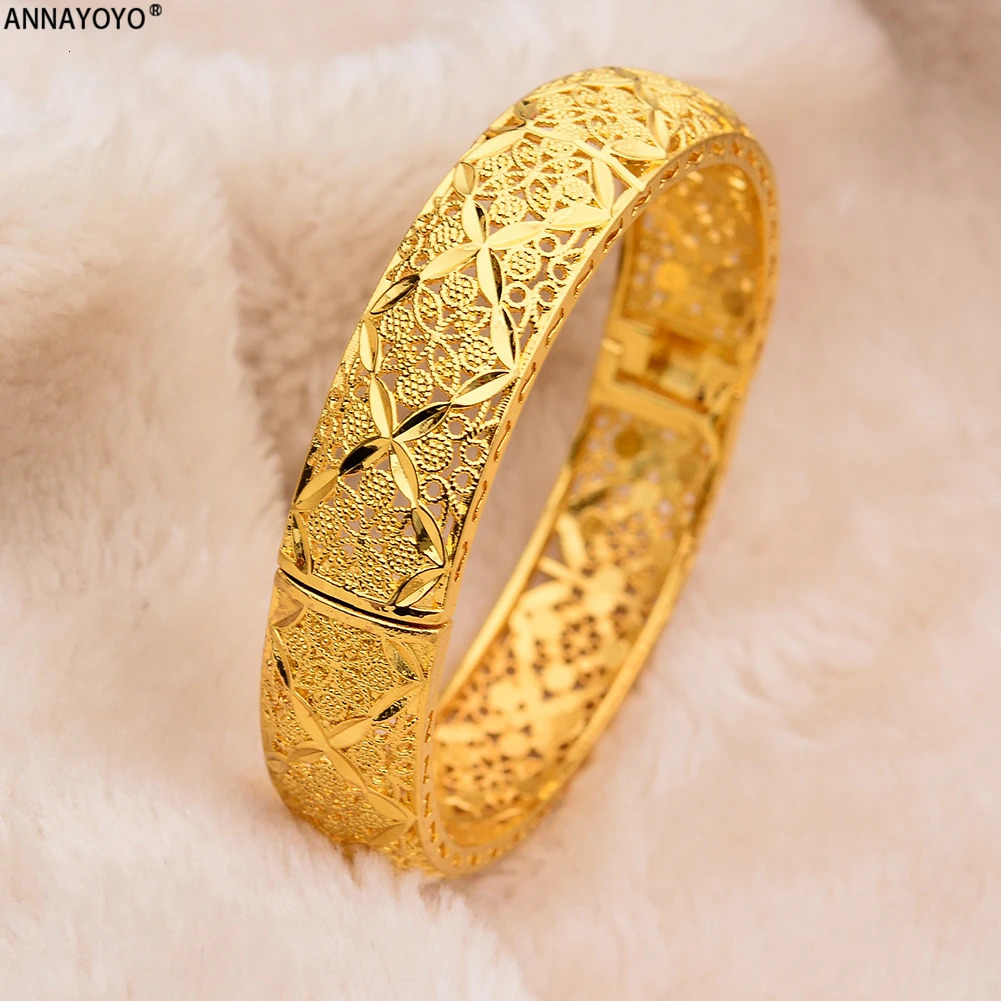 Gold Color Bangles Women Men Girls Ethiopian African Dubai Wedding Bracelet Pulseras Party Gifts 250616