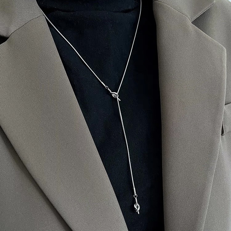 Fashion Light Style Simple Personality Knotted Necklace for Women Design Titanium Steel Non-Fading Jewelry