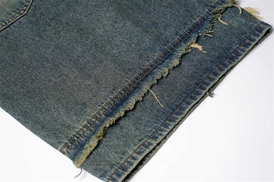 Summer Raw Edge Jeans Short Streetwear Hip Hop Y2k Ripped Hole Knee Length Pants Harajuku Vintage Baggy Denim Shorts Male Z250617