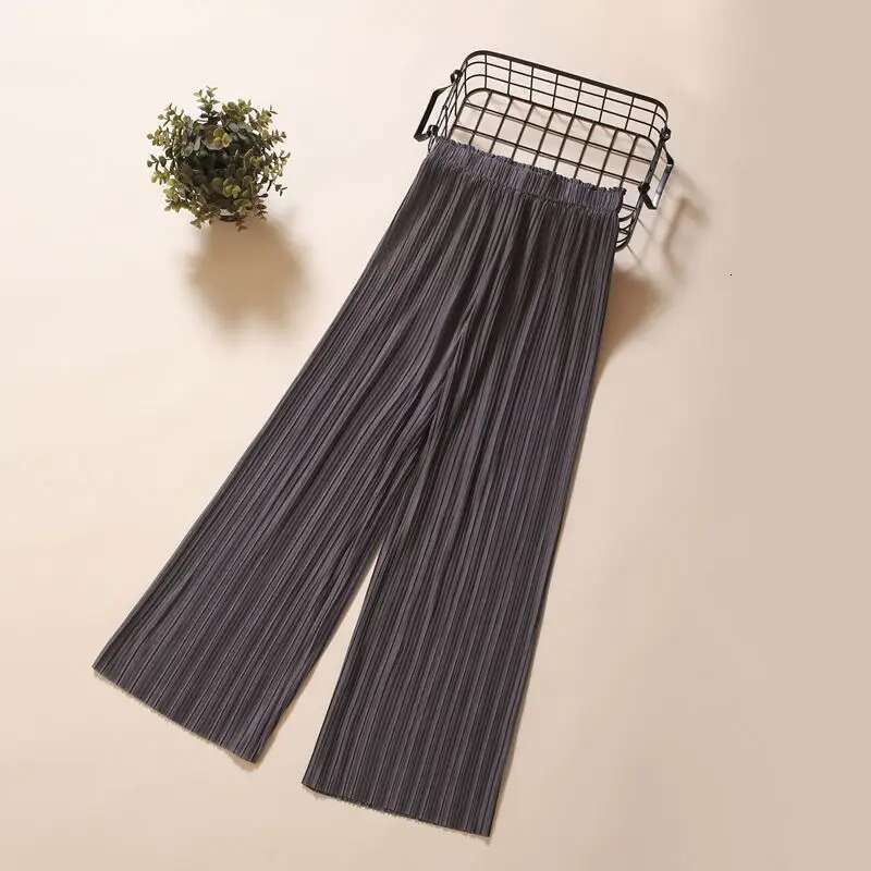 Clothing Khaki Trousers Woman Elastic Waist Solid Womens Pants High Wide Leg 90s Original Outfits Autumn Harajuku Slacks Vintage