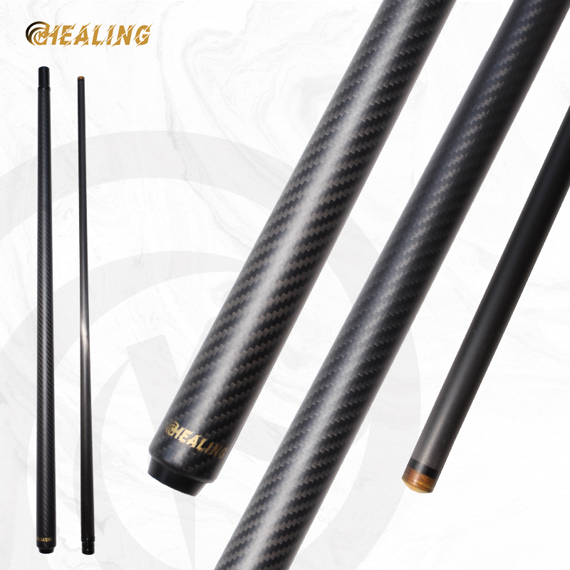 OKHEALING Matte Black Pool Cue Black Technology Carbon Fiber Billiard Cue Sticks 12.4mm Pigskin Tip Length 58inch Uni-loc Joint Game Billiard Cue, 19-