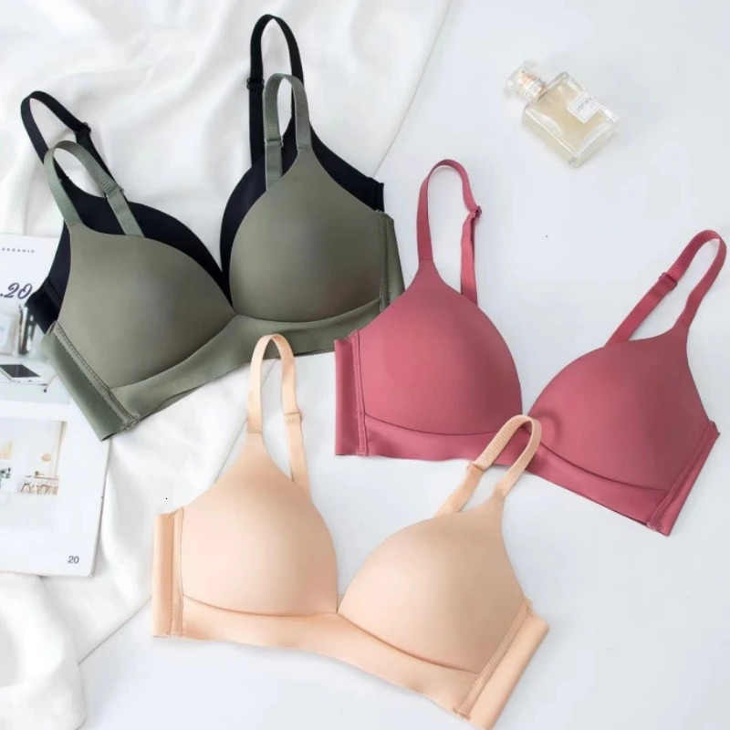 3Pcs/Set Seamless Bras For Women Non-wire Glossy Underwear Push Up Bra Without Steel Ring 3/4 Cup Female Comfort Lingerie 250617
