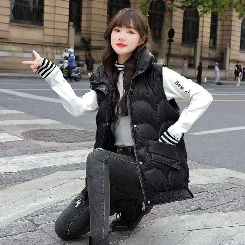 Womens Vests Quilted Warm Classic Cheap Cold Elegant Coats on Sale Lady Padded Cotton Giletes Demi-season New Outerwear Working