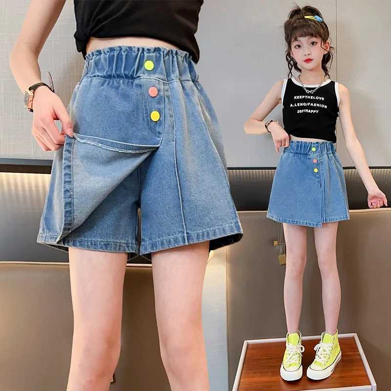 Summer New Girls Shorts Childrens Denim Shorts For Teen Girl Clothes Kids Trousers Casual Beach Shorts Hot Pants For 4-14YearsC250617