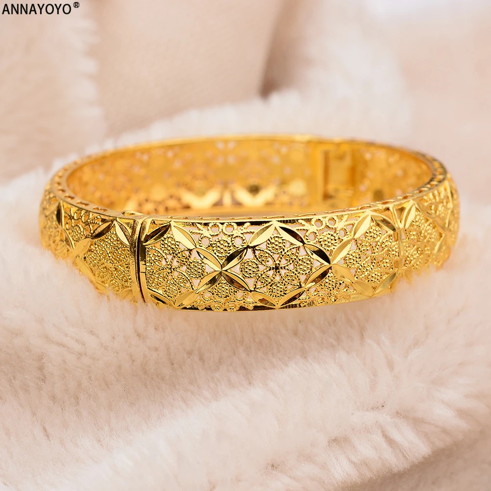 Gold Color Bangles Women Men Girls Ethiopian African Dubai Wedding Bracelet Pulseras Party Gifts 250616
