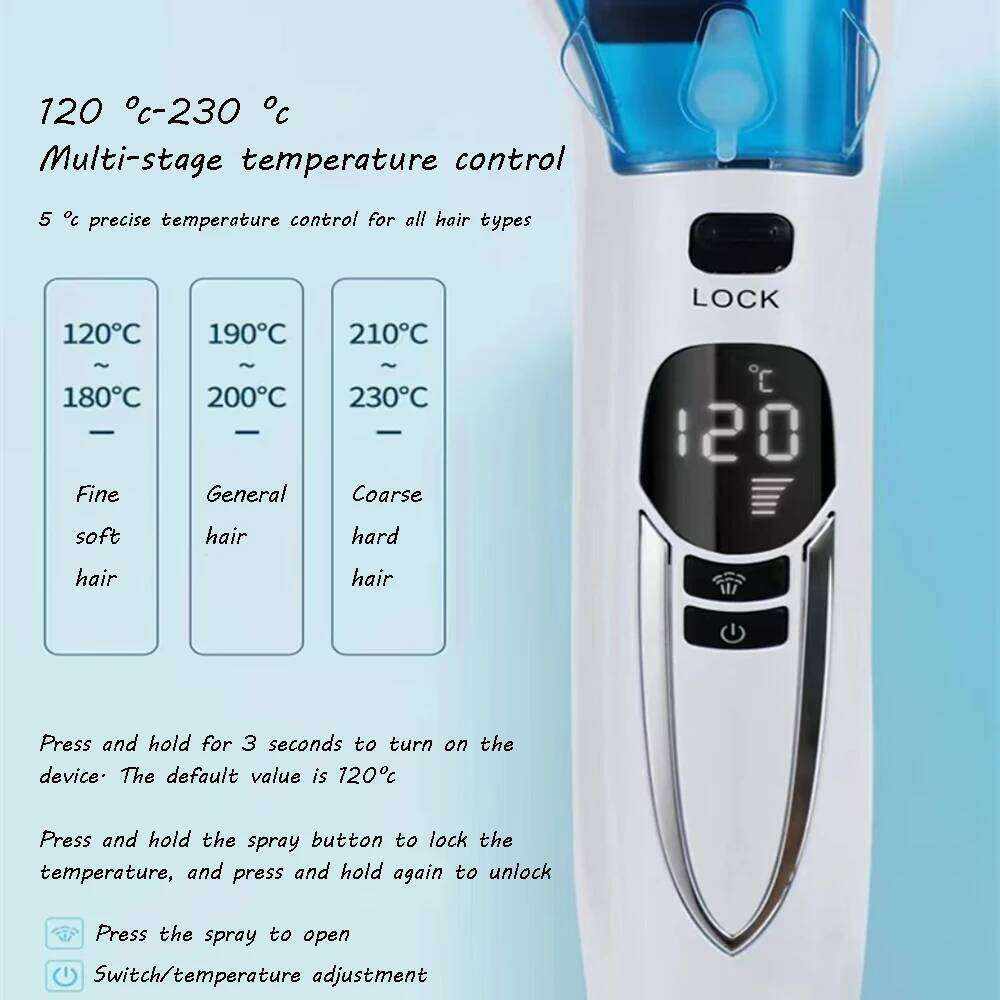 Steam Straightener Brush Anti-scald Negative Ion Care Ceramic Wide Hair Curling Flat Plates Lcd Display Hot Comb