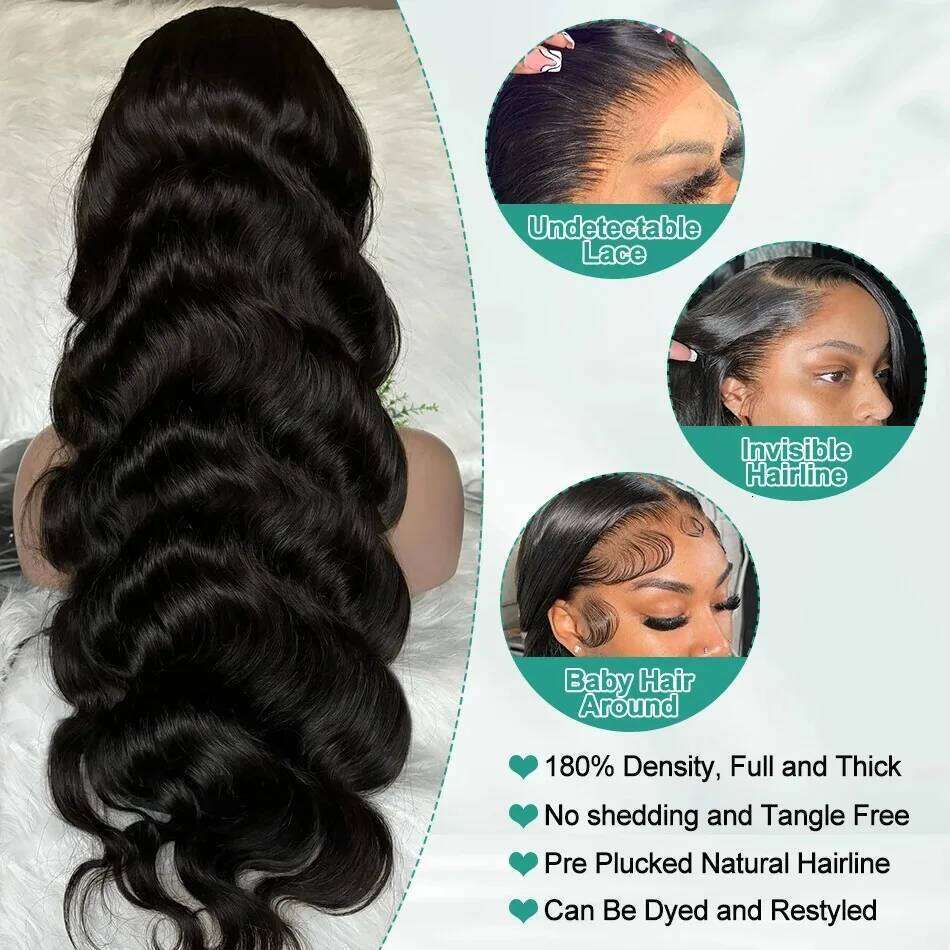 Links HD Transparent Body 13X6 Frontal Wig 200% Water Wave 13X4 Lace Front Human Hair Wigs 5X5 Closure For Women