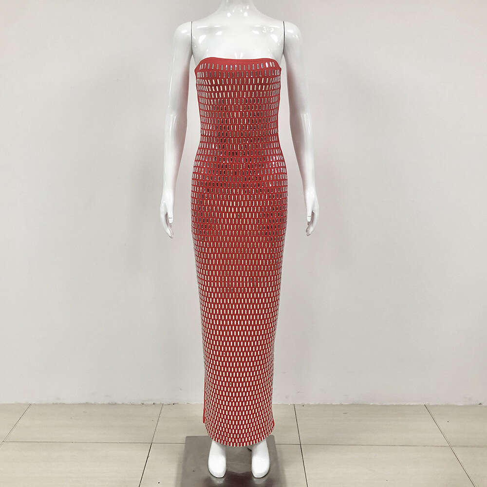Summer New Arrival Banquet Evening Socialite Full Diamond Bodycon Strapless Bandage Dress for Women