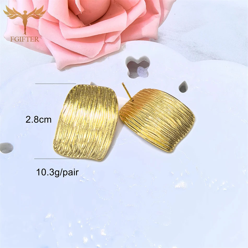 1 Pair Golden Stainless Steel Earrings for OL Women Simple Geometric Square Stud Earings Fashion Aesthetic Jewelry aretes Gift 250610