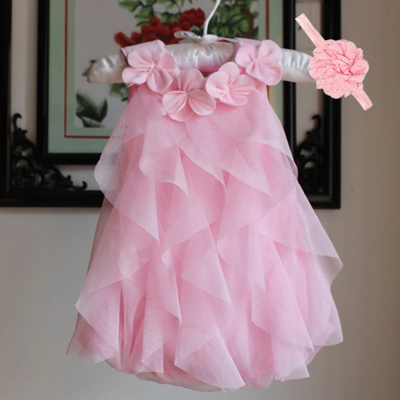 Kids Toddler Baby Girl Dress Summer Chiffon Evening Birthday Party Dresses for Girls Clothes Headband 250617