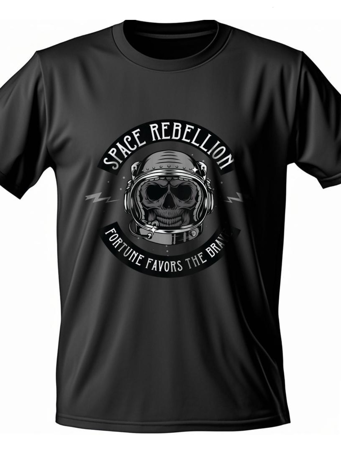 Dongdumaoyi White Round Collar S-3Xl Adult Space Men Short Sleeve Graphics Black 180G T Shirts Cotton Skull 2914