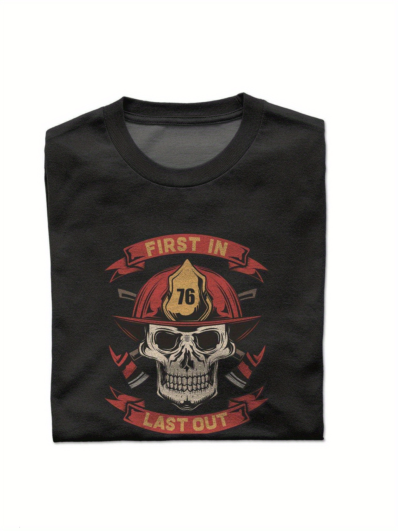 Dongdumaoyi Round Collar White Adult Black 180G T Shirts Cotton S-3Xl Short Sleeve Text Graphics Men Skull fff4