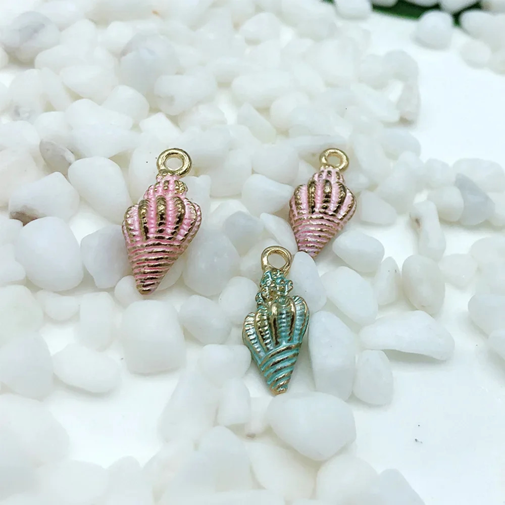 13Pcs/set Summer Beach Starfish Shell Charms Colorful Copper Pendants Jewelry DIY For Bracelet Necklace Earring Jewelry Making 250609