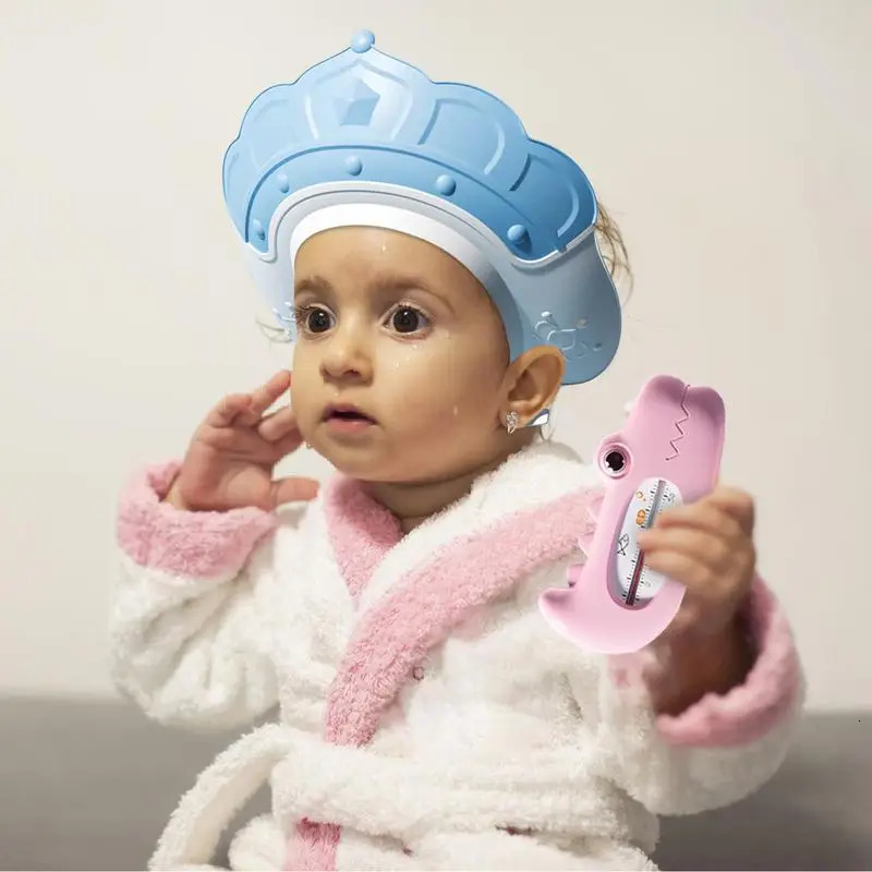 Shower Hat For Kids Bath Head Cap Visor With Water Temperature Gauge And Shampoo Cup Shampoo Cap With Shampoo Brush Protect Ears 250617