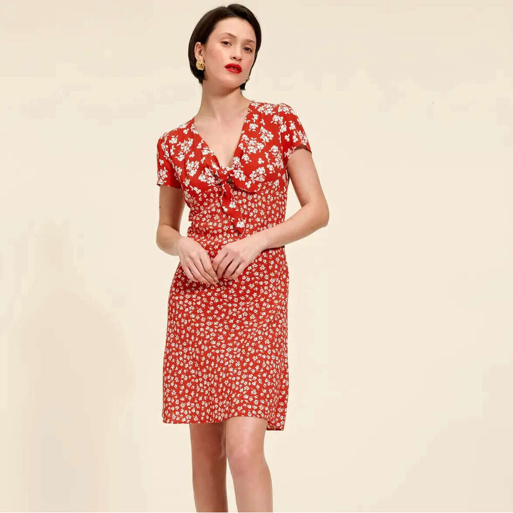 Designer Dresses Plus Size Dresses Vestidos Elegantes Sexy Bodysuit Dress N Summer 2025 Printed V-neck Rayon Slim Fit Short Sleeve Dress French Patchw