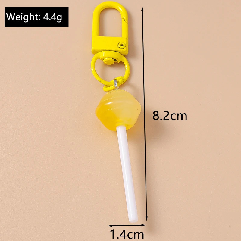 Cute Resin Candy Lollipop Keychain Mini 3D Simulation Food Key Rings for Women Girls Handbag Pendant DIY Kids Jewelry Gifts 250616