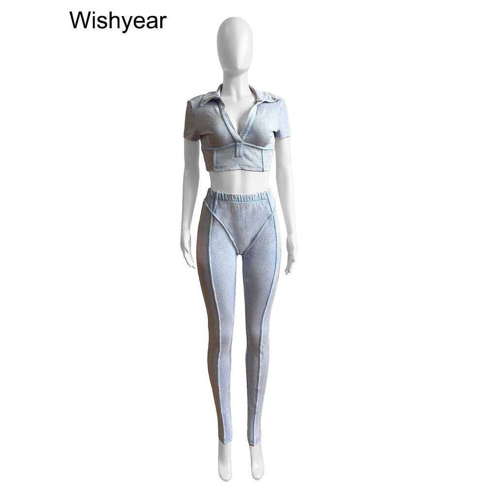 Casual Summer Gray Short Sleeve Corest Crop Top and Leggings Tracksuits Set Two 2 Pieces Pants Sets Women Ribbed Fiess Outfits