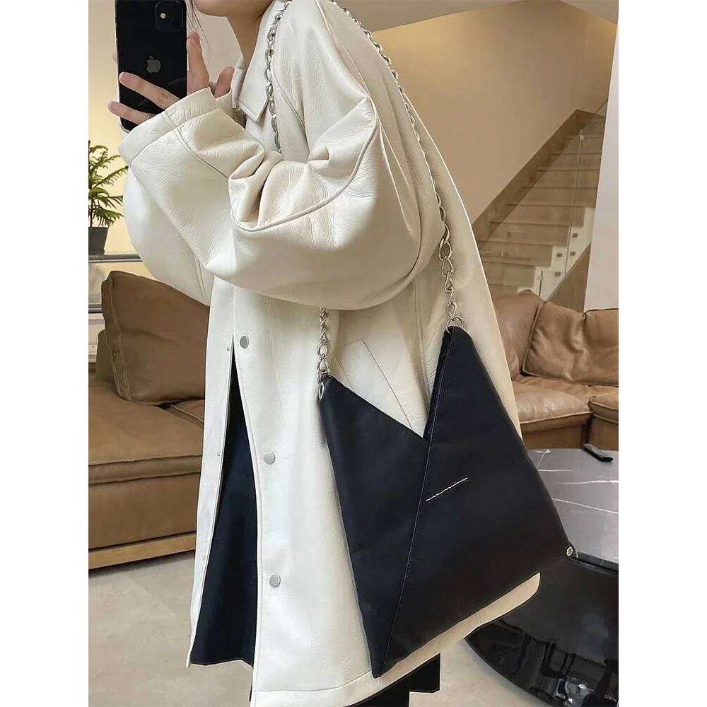 White PU Trench Coat for Women Spring Autumn 2025 Trend Simple Loose Casual Windbreaker Leather Jacket