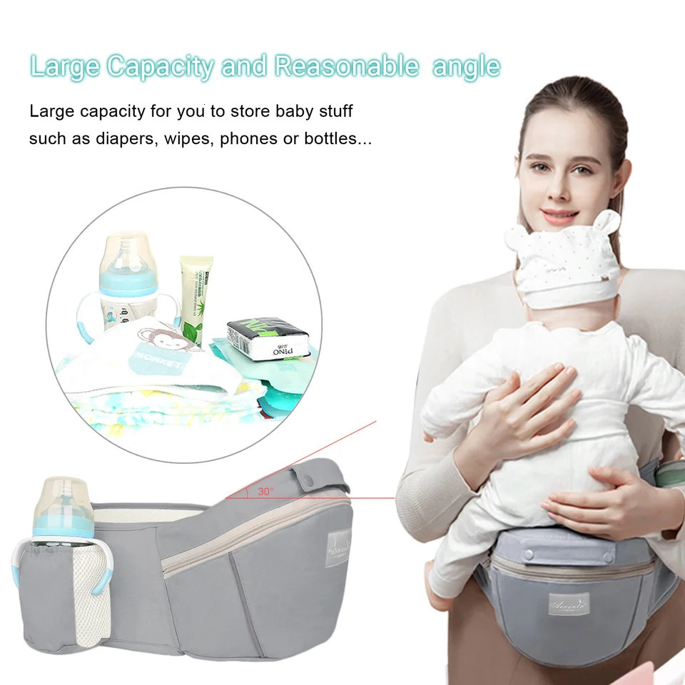 Baby Ergonomic Infant with Hip Seat Kangaroo Bag Soft Baby born to Toddler 7-45lbs Front and Back Bab 250617